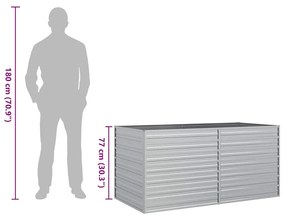 ezüstszínű horganyzott acél kerti magaságyás 160 x 80 x 77 cm