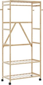 vidaXL bambusz ruhaállvány polcokkal és kerekekkel 90x40x179,5 cm