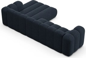 Sötétkék zsenília sarokkanapé (jobb oldali-heverő résszel) Lupine – Micadoni