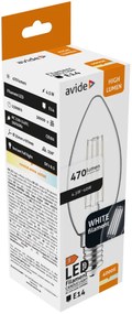 Avide LED White Filament Candle 4.5W E14 NW 4000K