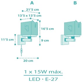 Dalber 64389 - Gyerek fali lámpa LITTLE DRAGON 1xE27/15W/230V
