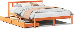 vidaXL viaszbarna tömör fenyőfa ágy matrac nélkül 140 x 190 cm
