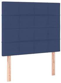 kék szövet rugós és LED-es ágy matraccal 120 x 200 cm