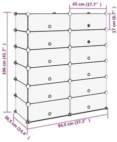 fekete polipropilén cipőtartó 94,5x36,5x106 cm