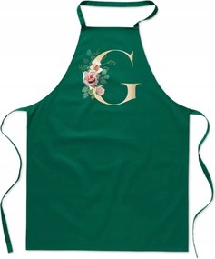 Konyhai Kötény zöld G Betűvel monogram Gergely FA_332_z