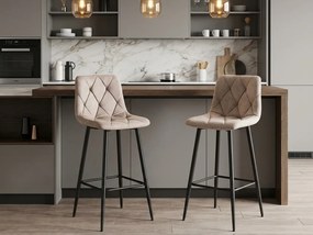 Sötét bézs bárszék NADO VELVET fekete lábakkal