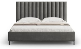 Szürke kárpitozott ágyneműtartós franciaágy ágyráccsal 180x200 cm Casey – Mazzini Beds