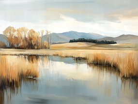 Vászonkép Canvas Tájkép Kilátás Folyó Hegyek Ősz Tájkép 100x75