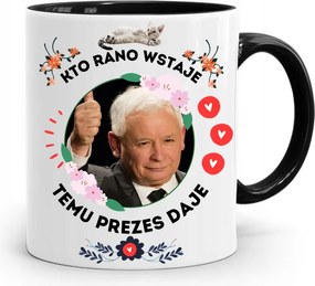 Bögre Fekete Vicces Pis Jaroslaw Kaczynski nyomott mintával