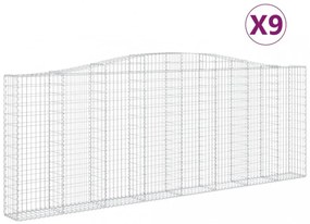 9 db íves horganyzott vas gabion kosár 400x30x140/160 cm