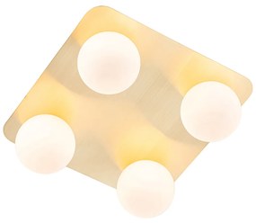 Modern fürdőszobai mennyezeti lámpa sárgaréz négyzet alakú 4-lámpás - Cederic