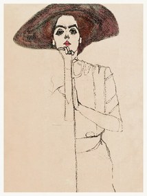 Reprodukció Brunette Woman (Female Portrait) - Egon Schiele