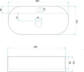 Rea Marcela, pultra szerelhető mosdó 600x370x135 mm, fényes fehér, REA-U4002
