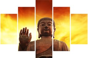 Kép - Buddha piros és sárga háttérrel (150x105 cm)