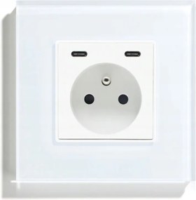 Üveg Aljzat Szimpla Usb C+C Quick Charge 20W Qc 4A Kontakt 16A