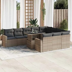 vidaXL 11 részes szürke polyrattan kerti ülőgarnitúra párnákkal