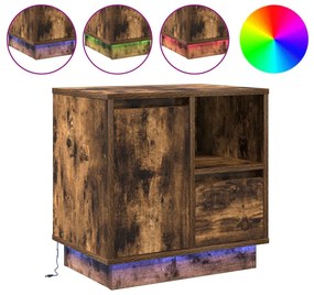 Éjjeli szekrény LED fényekkel 2 db Füstölt tölgy 50x34,5x50 cm