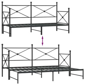 kihúzható kanapéágy matrac nélkül fekete 90x190 cm acél