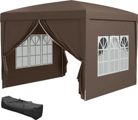 Outsunny Pavilon kb. 3x3m, Vízálló Stabil Télálló Összecsukható Pavilon, UV Védelem 50+, Összecsukható Parti Sátor Kert Sátor 4 Oldalfal Táskával Kert