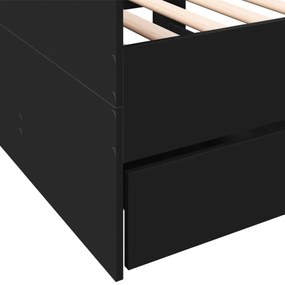 fekete kanapéágy fiókkal matrac nélkül 90x200 cm