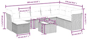 9 részes szürke polyrattan kerti ülőgarnitúra párnákkal