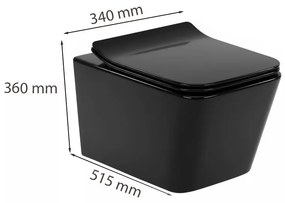 Tina fali rimless WC soft close ülőkével fekete