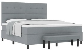 Box Spring Ágy Matraccal és Padlóval Világosszürke 180x200 cm Szövet