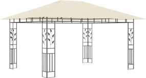 krémszínű pavilon szúnyoghálóval 4 x 3 x 2,73 m 180 g/m²