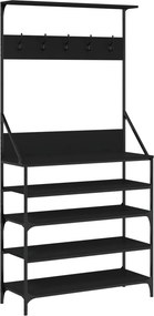 vidaXL fekete ruhafogas cipőpolccal 90x34x184 cm