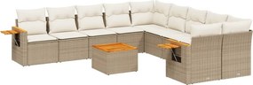 vidaXL 11 részes bézs polyrattan kerti ülőgarnitúra párnákkal