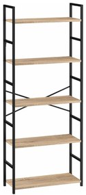 Intenso Home 5 szintes nyitott könyvespolc 59 x 144cm (Aranytölgy) | Univerzális tároló állvány fém lábakkal