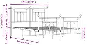 fehér fém ágykeret fej- és lábtámlával 140x200 cm