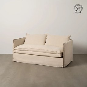 Krémszínű len kanapé 180 cm – Ixia
