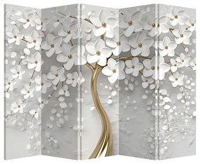 Paraván - Fehér fa virágokkal (210x170 cm)