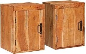 vidaXL Éjjeli asztal 2 pcs Barna 35 x 33 x 48 cm Tömör Fa Akácia