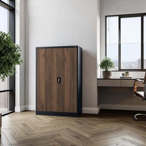 Szekrény KEVIN, 900 x 1400 x 400 mm, Eco Design: antracit/ dió