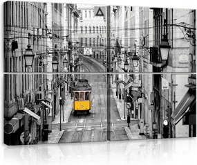 Vászonkép 120x80 Város utca villamos sárga villamos Lisszabon építészet