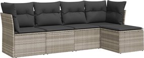 vidaXL 5 részes világosszürke polyrattan kerti ülőgarnitúra párnákkal