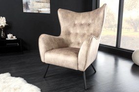 AMSTERDAM design bársony fotel - beige