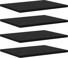 vidaXL Polcos könyvespolc 4 pcs Fekete 40 x 30 x 1,5 cm Faanyag