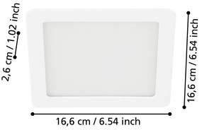 Fehér LED süllyesztett mennyezeti lámpa 17x17 cm FUEVA 5 – EGLO