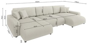 Krémszínű kordbársony kinyitható tárolóhelyes sarokkanapé Sara – Ropez