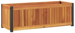 tömör akácfa és acél kerti virágtartó 80 x 30 x 27,5 cm