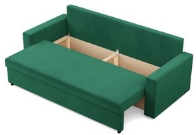 Zeus kanapéágy, bársony, hab töltet, egyenes kartámasz, zöld