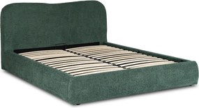 Ágy 160x200 cm méretben, ágyneműtartóval, zöld színben, bouclé kárpittal BRISTOL