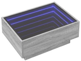 szürke sonoma szerelt fa dohányzóasztal LED-del 70 x 50 x 30 cm