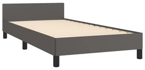 szürke ágykeret fejtámlával matrac nélkül 80 x 200 cm