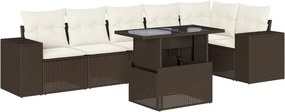 vidaXL 7 részes barna polyrattan kerti ülőgarnitúra párnákkal