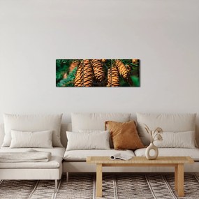 Fenyőtobozok képe (órával) (90x30 cm)