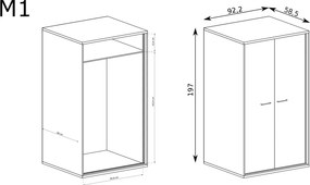 Aldabra Mediolan M-1 gardróbszekrény, hikora fa